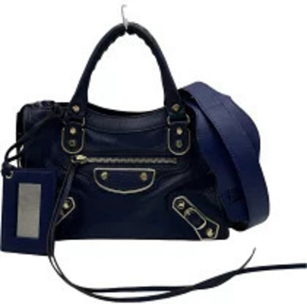 Balenciaga City Blue Leather Shoulder Bag